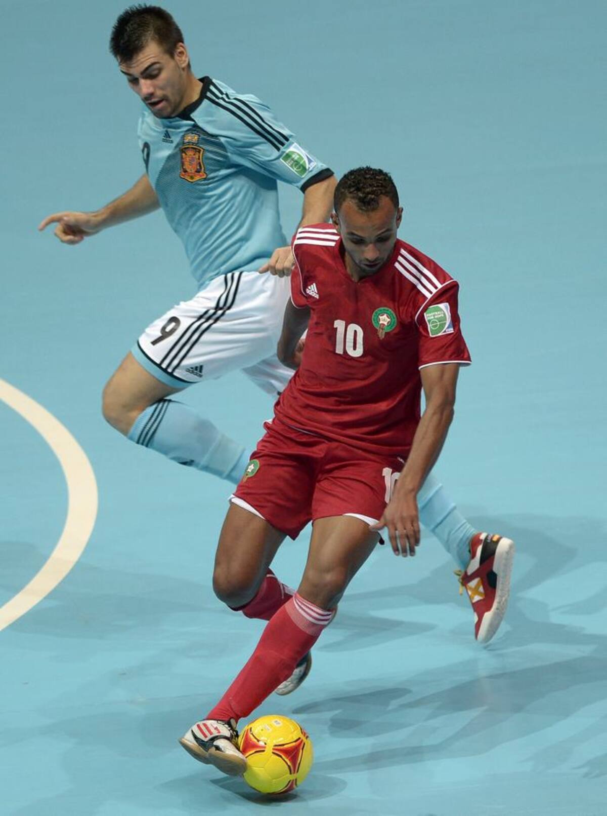 Goles: España: Lozano (10, 12), Borja (19), Fernandao (33), Álvaro (34) Marruecos: Talibi (22) AFP NICOLAS ASFOURI