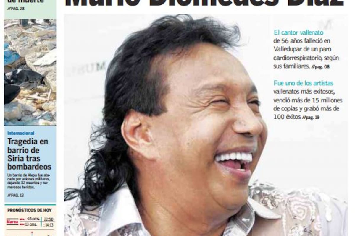 Muerte de Diomedes Díaz - Portada El Universal