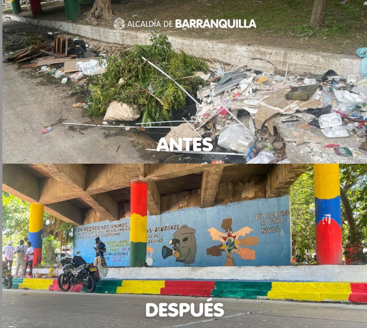 El Distrito ha intervenid lugares que eran botadores de basura y ahora son murales llamativos para apreciar en Barranquilla.//Cortesía.