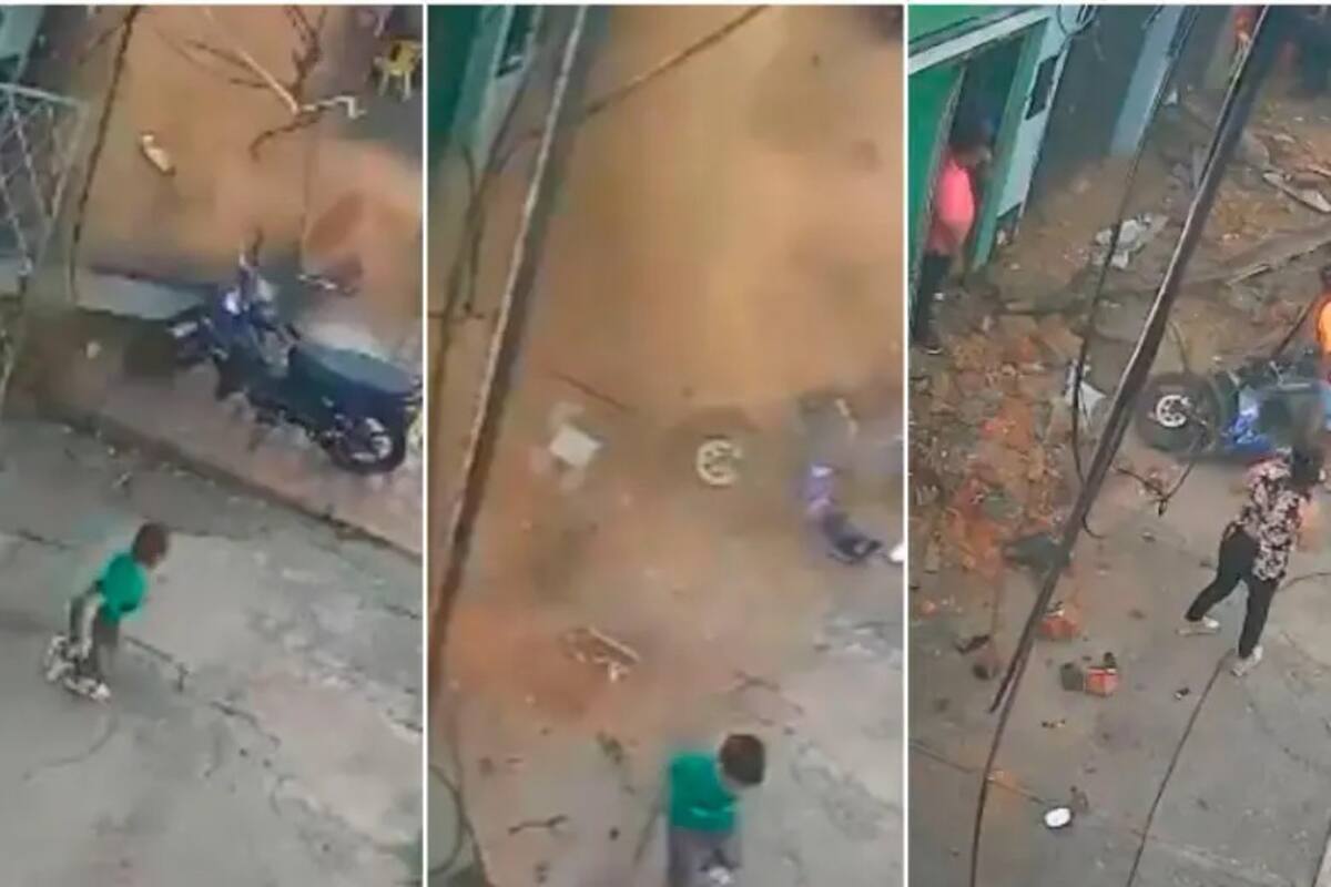 Impactante video: niño se salvó de ser aplastado por un techo que colapsó