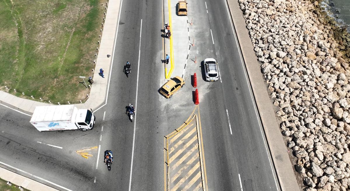 Nuevo carril mejora la movilidad entre el Centro y Bocagrande. // cortesía: Alcaldía de Cartagena