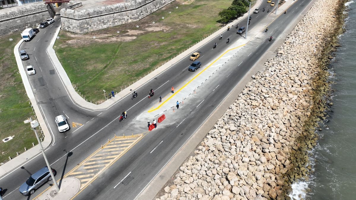 Nuevo carril mejora la movilidad entre el Centro y Bocagrande. // cortesía: Alcaldía de Cartagena
