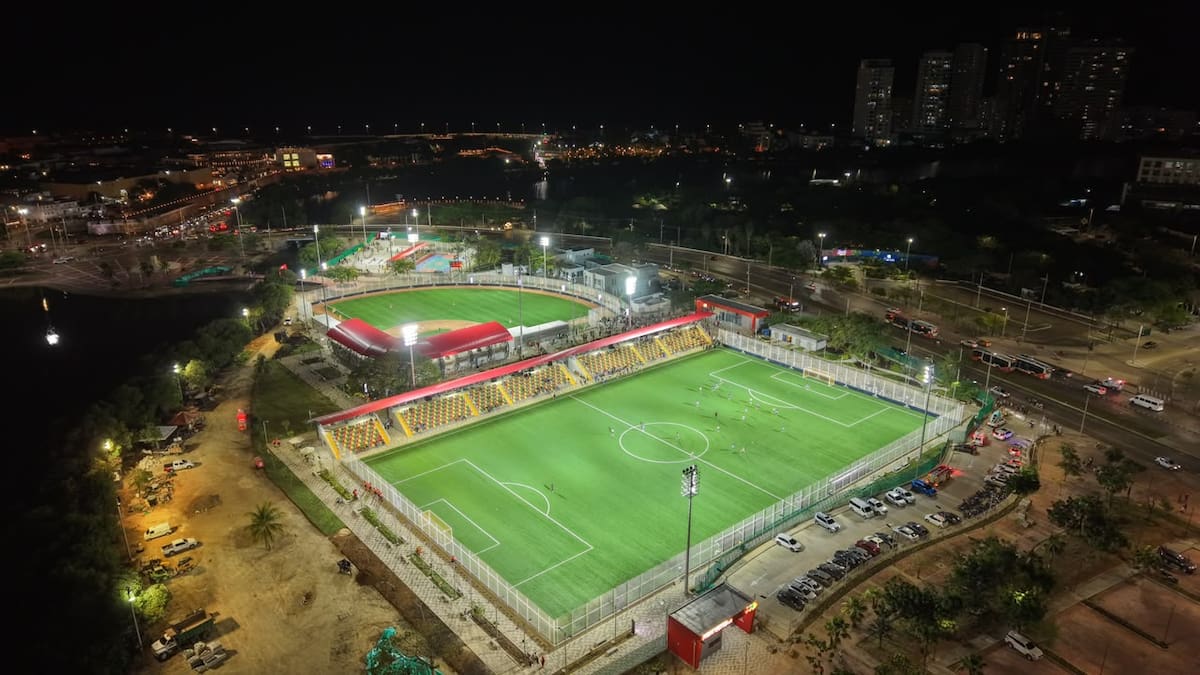 Así luce Chambacú tras la entrega total del complejo deportivo. // Foto: Cortesía - Alcaldía de Cartagena.