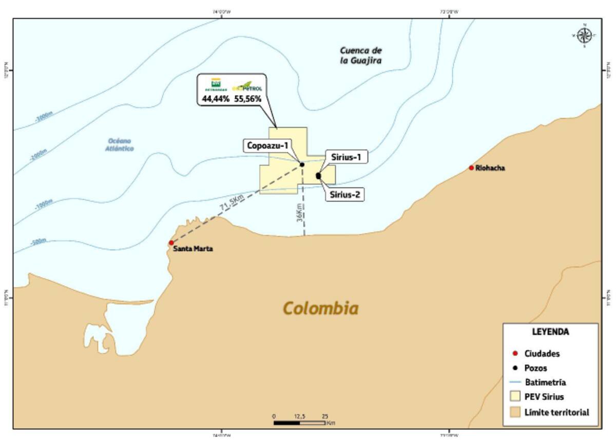 Nuevo yacimiento de gas hallado en aguas del Caribe colombiano. // Foto: captura de pantalla.