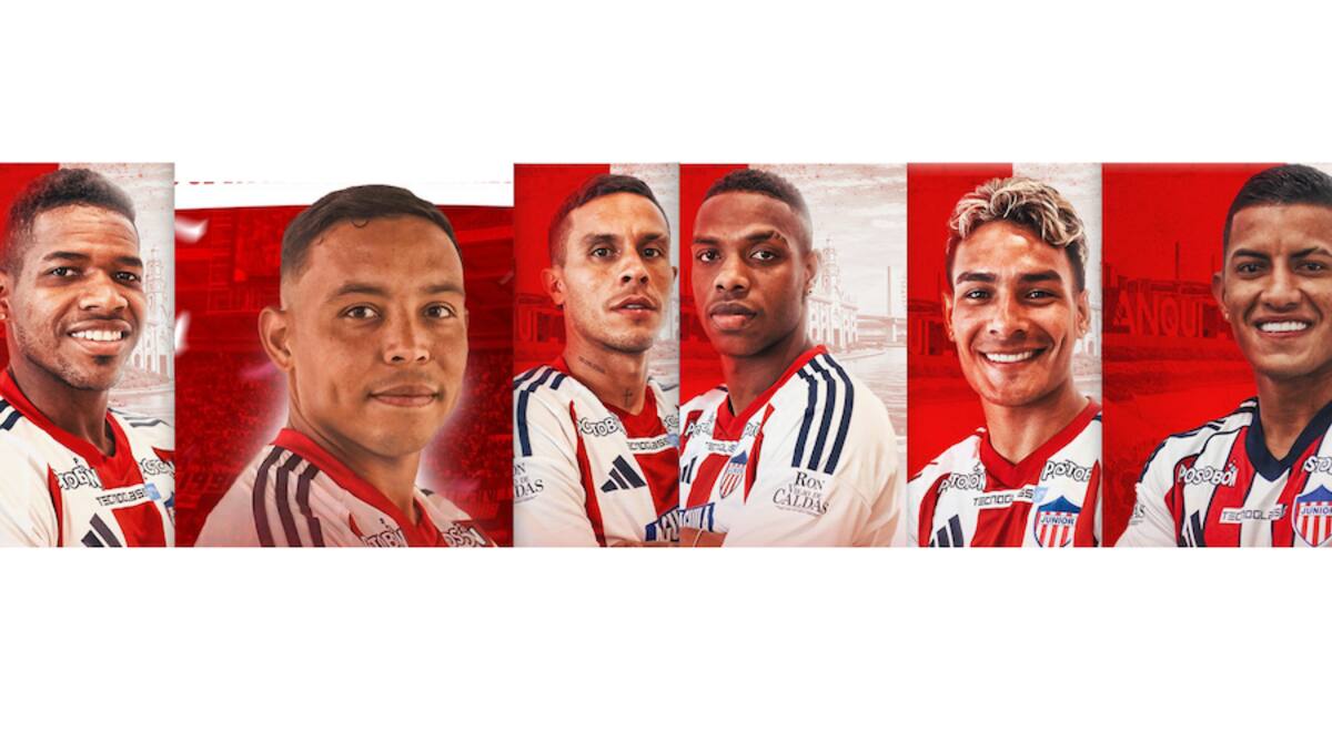 Kevin Pérez, Luis Muriel, Juan David Ríos, Jean Pestaña, Jannenson Sarmiento y Cristian Barrios fueron convocados por Junior para el juego ante Deportes Tolima.//Cortesía MACH.
