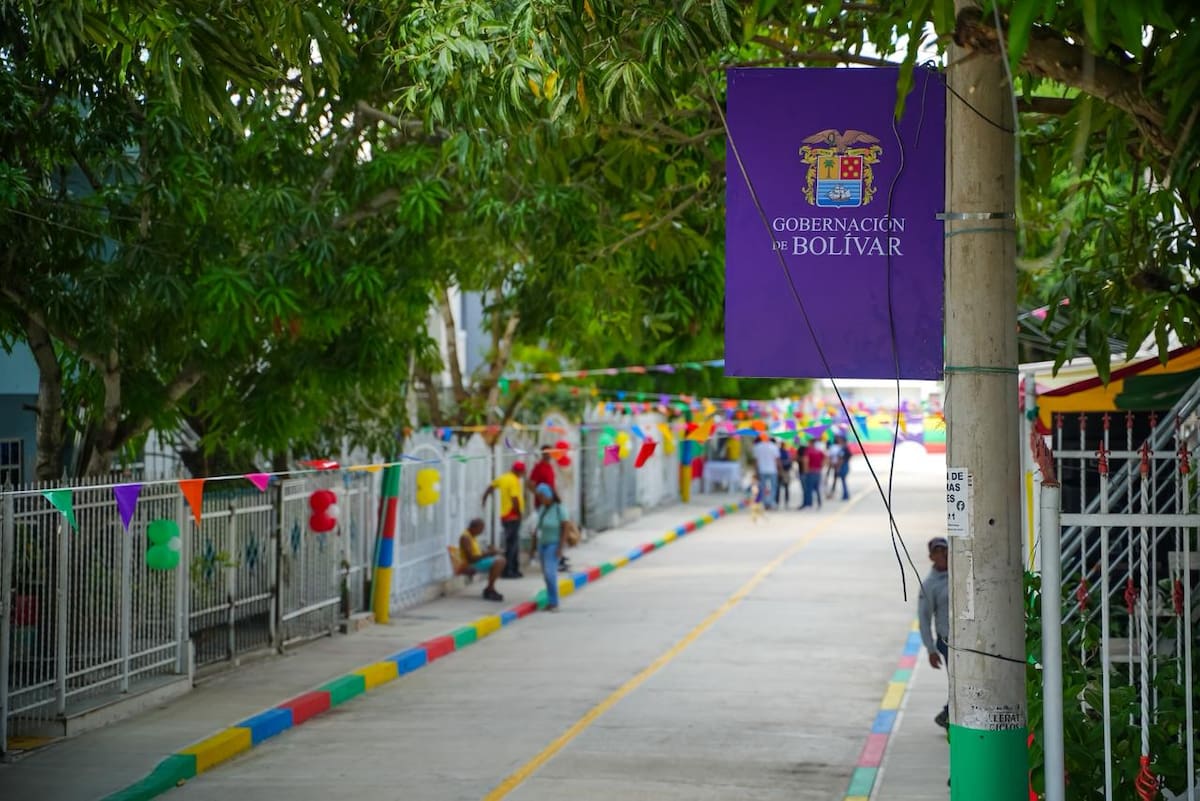 Obra en el barrio Villagrande de Indias del municipio de Turbaco. // Foto: cortesía - Gobernación de Bolívar