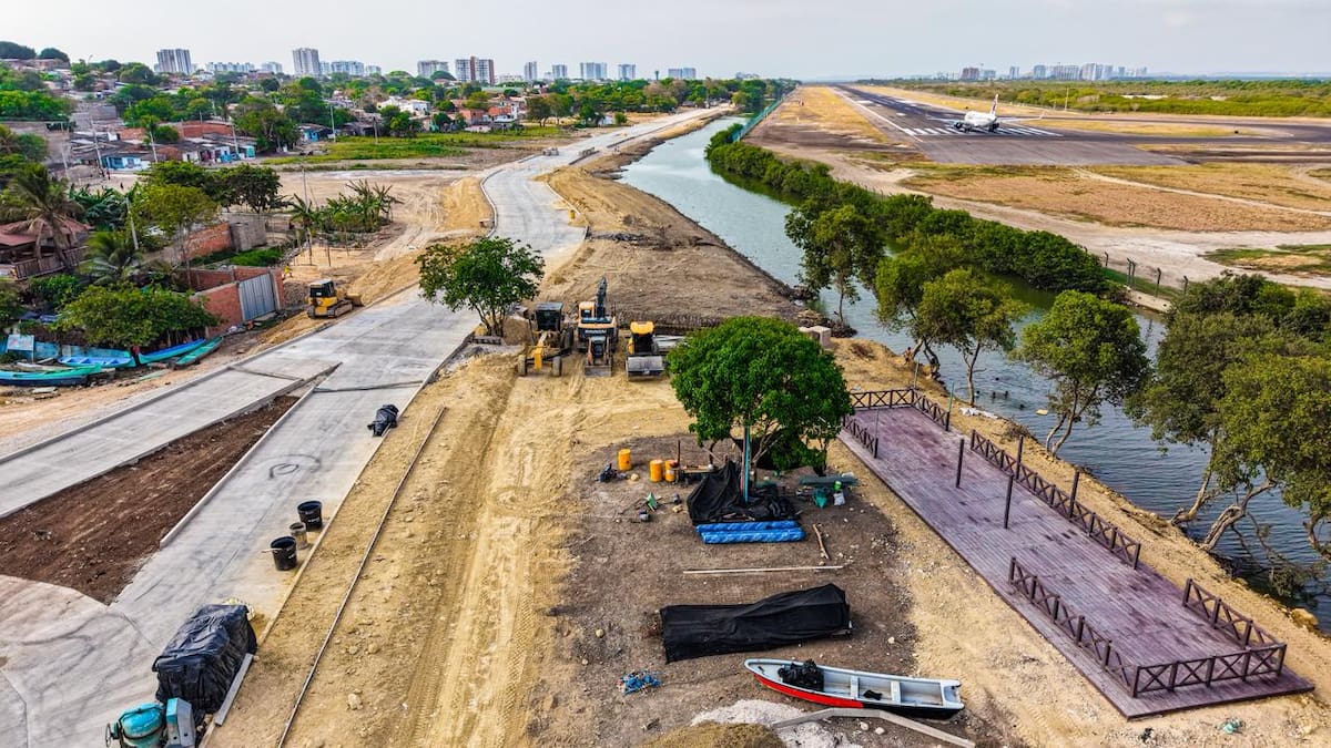 Obras de ampliación de la vía Perimetral en Cartagena. // Cortesía Alcaldía de Cartagena