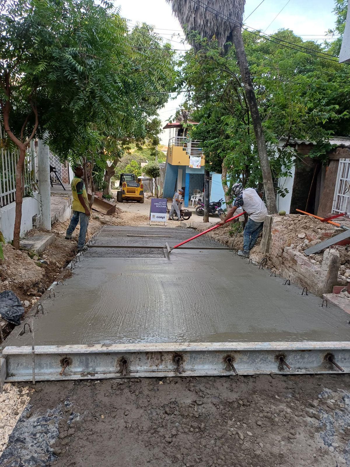 Obras de pavimentación del programa Compi de la Gobernación de Bolívar. // Foto: cortesía