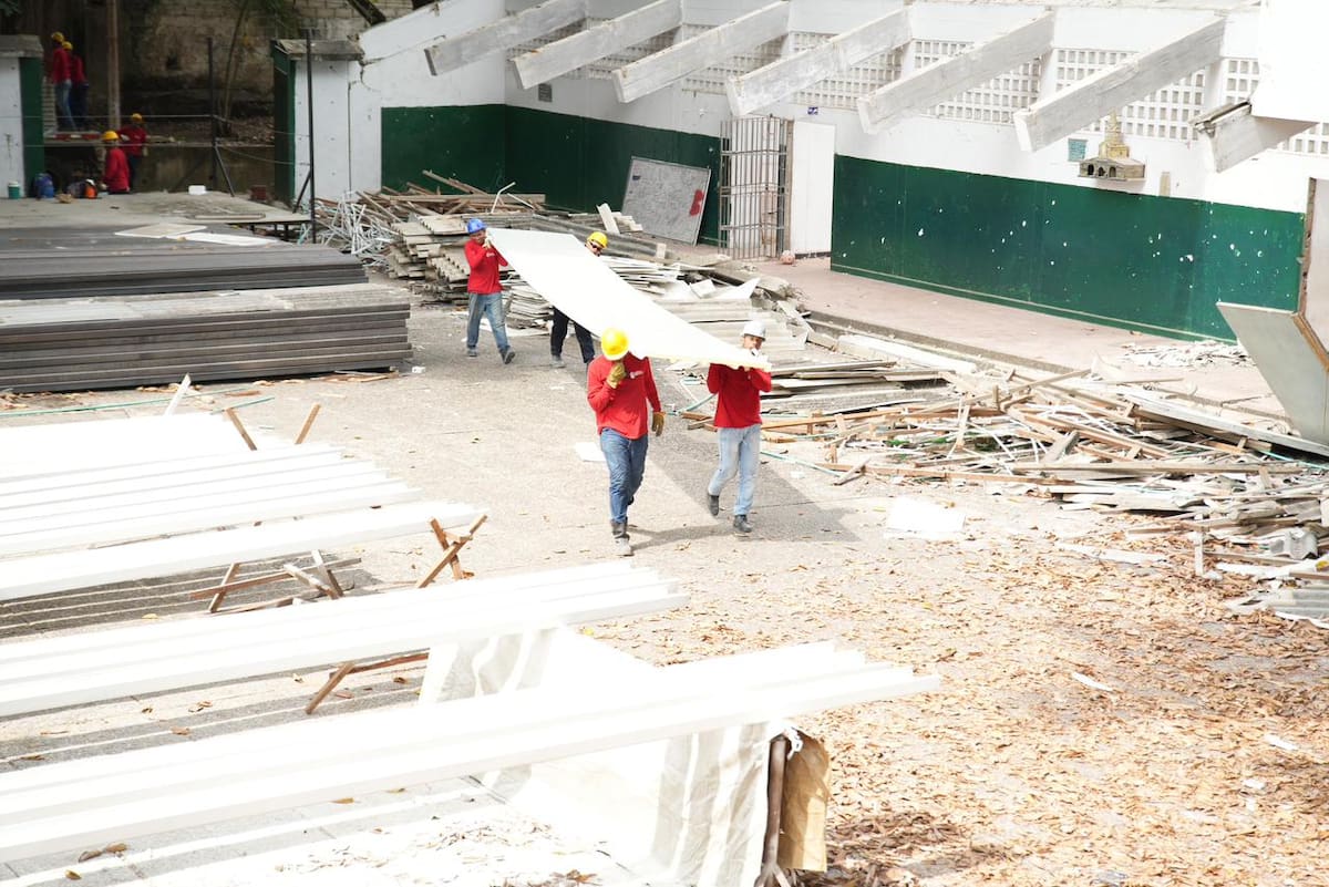 Las obras de reconstrucción en el INEM comenzaron el 17 de diciembre de 2025. // Foto: Alcaldía de Cartagena