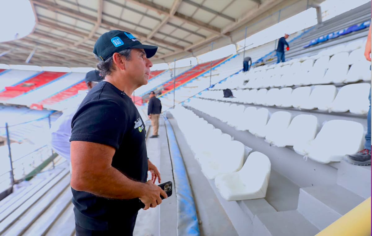 El alcalde de Barranquilla, Alejandro Char mostró en sus redes sociales los avances de las obras que se vienen realizando en el Estadio Metropolitano Roberto Meléndez.//Cortesía Alcaldía de Barranquilla.