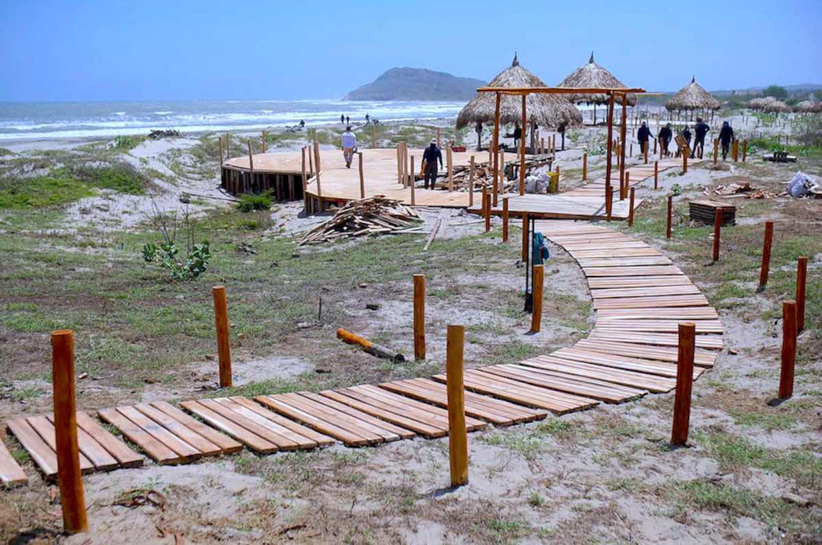 La intervención técnica en las playas de Punta Astilleros, destaca por su respeto a la biodiversidad, específicamente al comportamiento de las dunas.//Cortesía Gobernación del Atlántico.