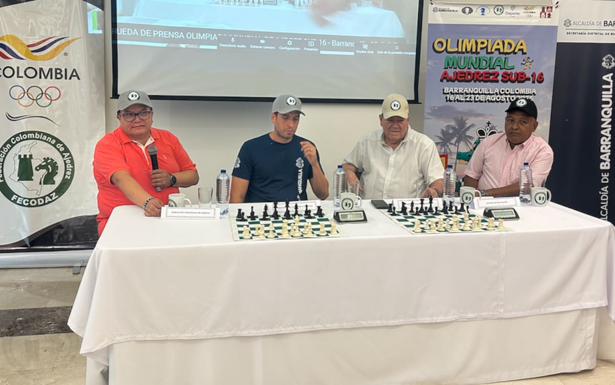 Aspecto de la última rueda de prensa de la Olimpiada Mundial de Ajedrez Juvenil Sub-16 realizada en el Hotel Dann Carlton de Barranquilla.//El Universal.