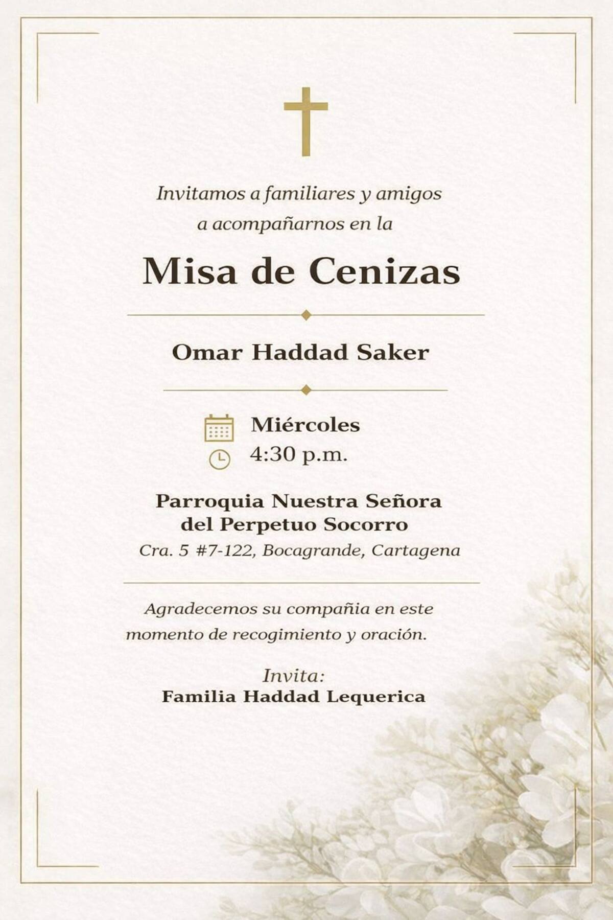 Fallece Omar Haddad Saker, reconocido empresario de Cartagena. // Foto: cortesía.