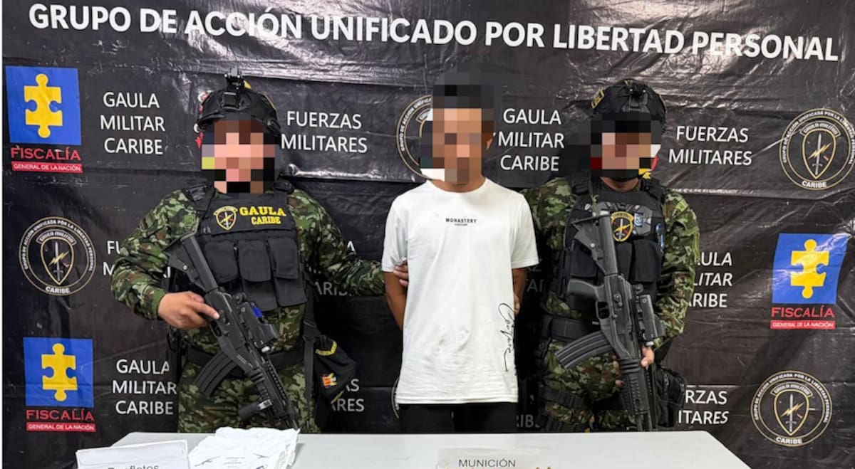 El presunto miembro de ‘Los Costeños’ tras ser capturado por el Gaula Milita fue puesto bajo órdenes de la autoridad competente.//Cortesía Segunda Brigada.
