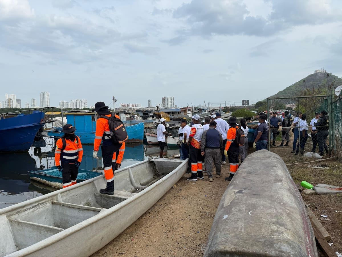 Operativo de limpieza en la ciénaga de Las Quintas. // Foto: cortesía - Distrito de Cartagena