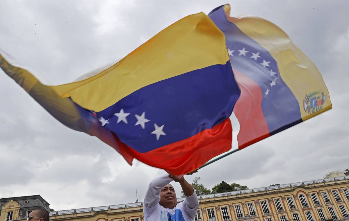 Hombre agita una bandera venezolana. //EFE