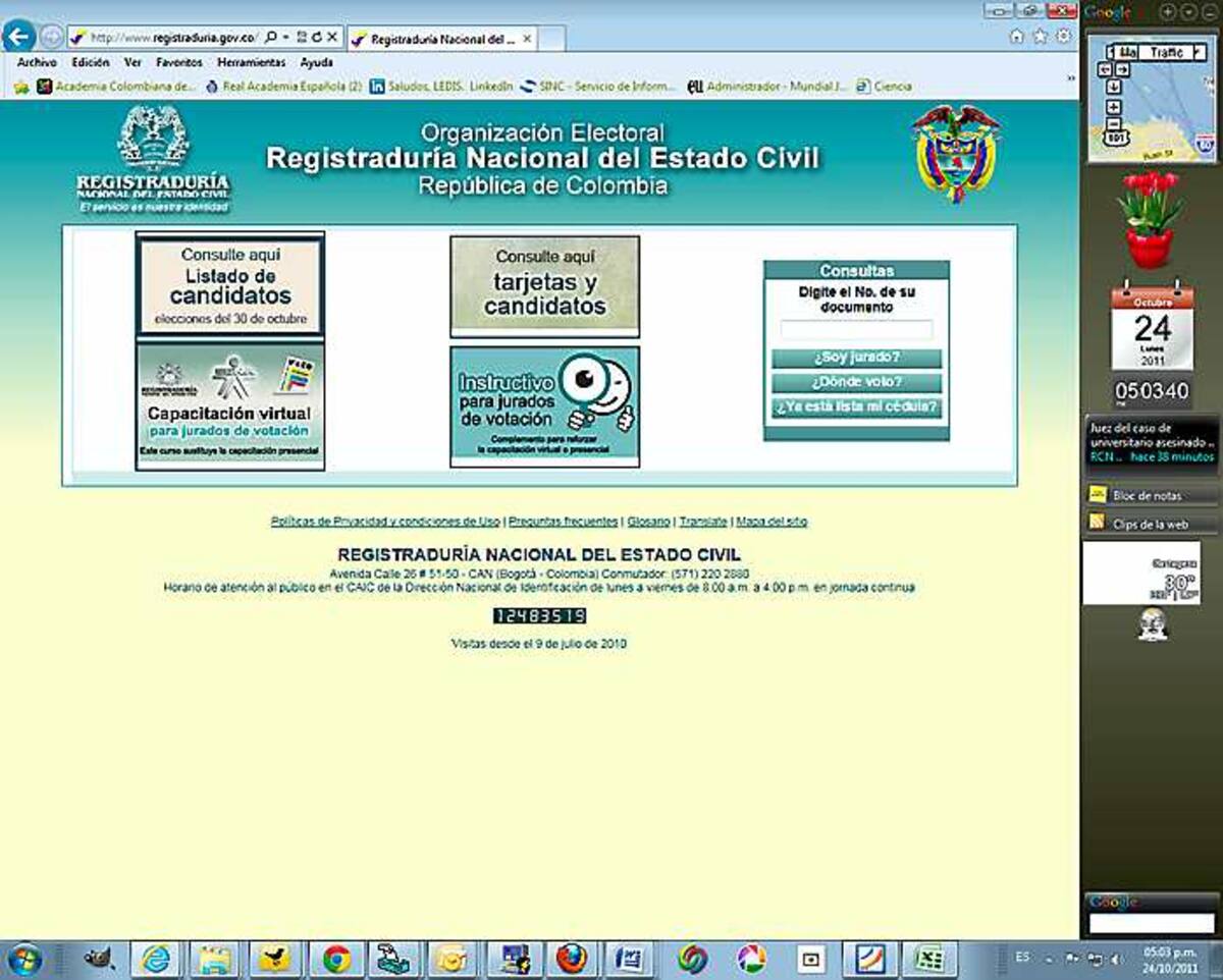 Página de Registraduría bloqueada por hackers.