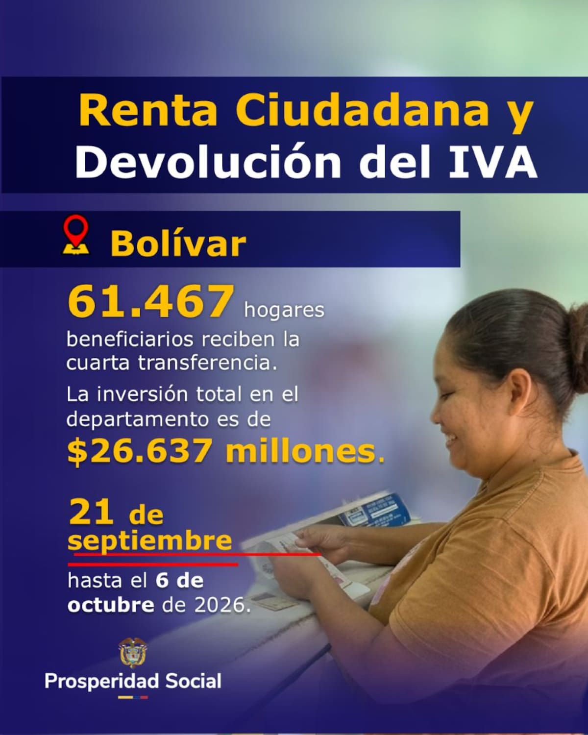 Pagos de Renta Ciudadana y Devolución del IVA en Bolívar. // Foto: cortesía de Prosperidad Social.
