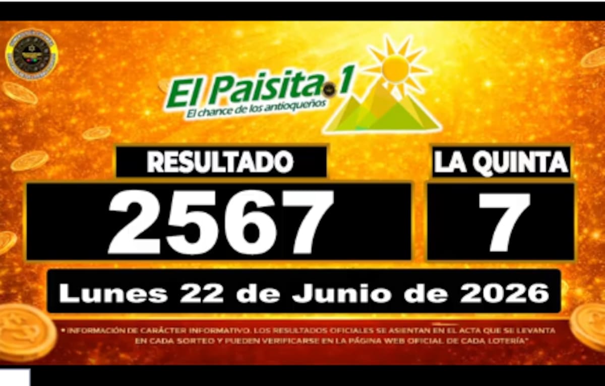 Resultado del Paisita Día del 22 de junio de 2026. // Foto: captura de video de Youtube @NumerologíaColombia.