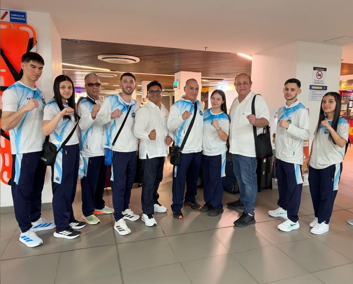 Argentina fue una de las primeras delegaciones que llegó a Barranquilla para participar en los XVII Juegos Panamericanos de Taekwon-Do ITF.//Cortesía DCJPTDI.