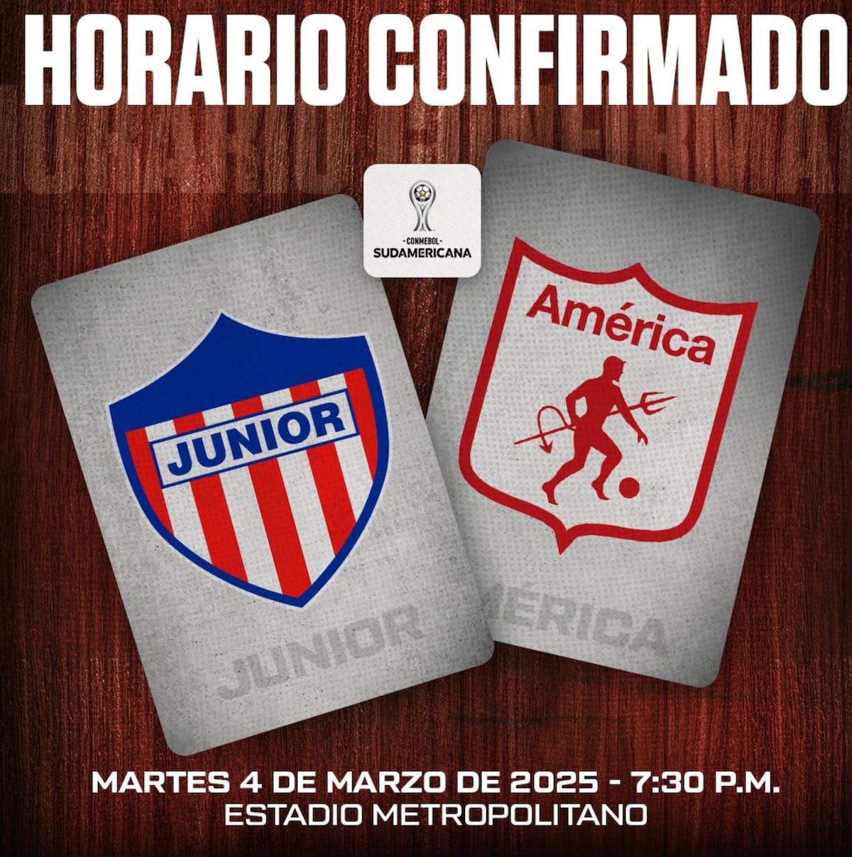 La Conmebol dio a conocer el el día y horario del juego entre Junior y América por Copa Sudamericana. //Cortesía.