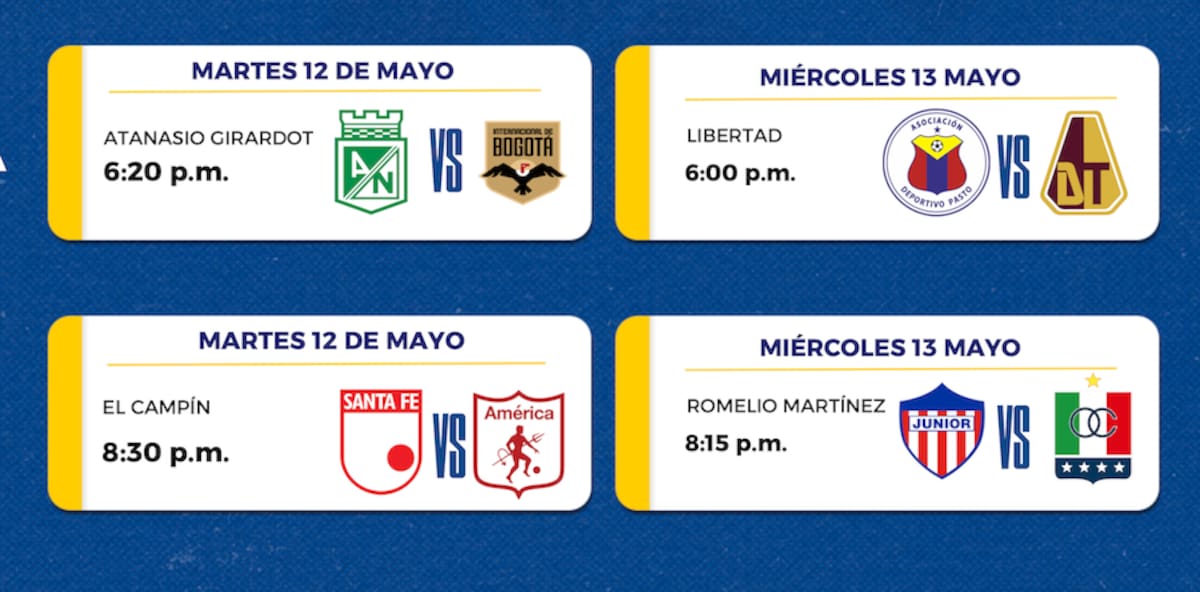 Estos son los partidos de vuelta de los Cuartos de Final del Torneo Apertura de la Liga BetPlay.//Cortesía Dimayor.