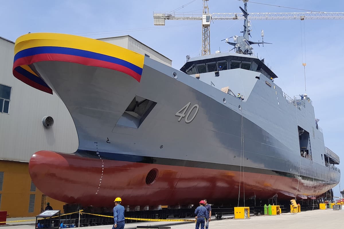 Patrullera Oceánica Colombiana, diseñada y construida en Cotecmar, ¡al agua!