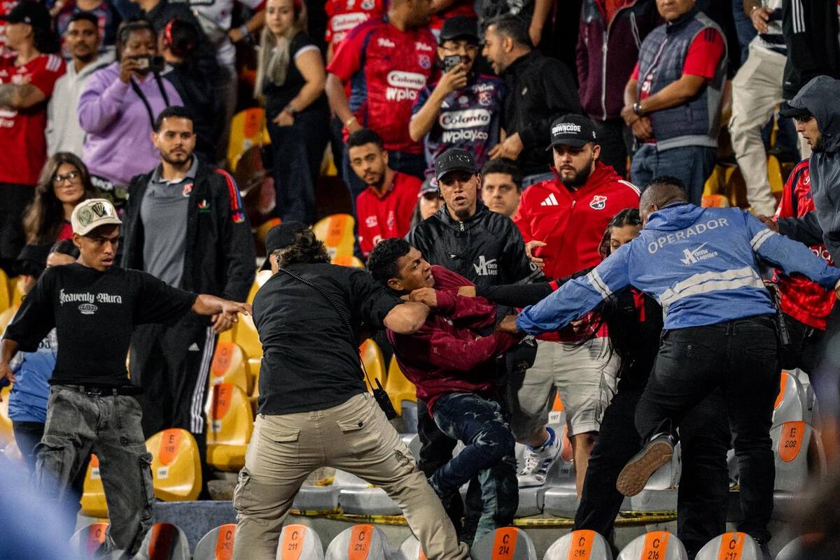 Pelea en las gradas del Atanasio. // COLPRENSA