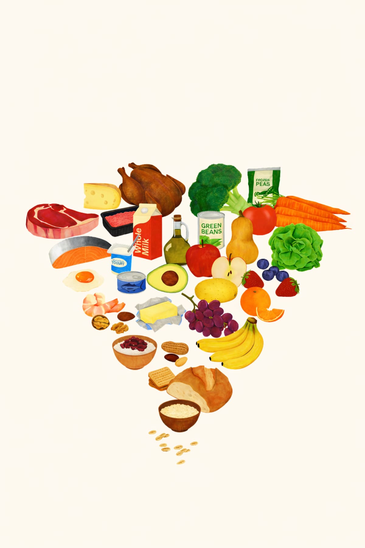 La nueva pirámide nutricional de EE. UU. desató debate. //Generada con IA.