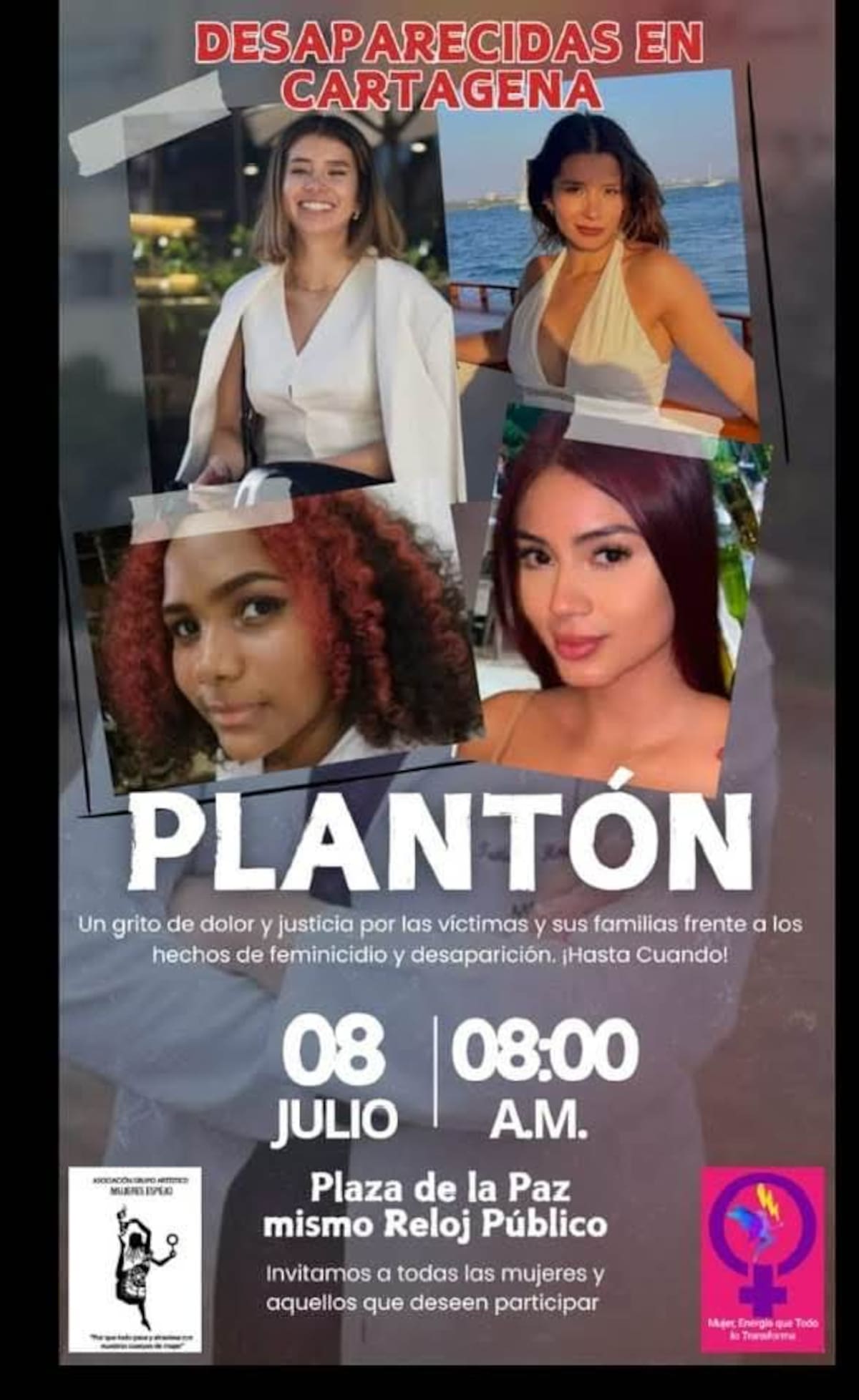 Plantón por chicas desaparecidas en Cartagena.