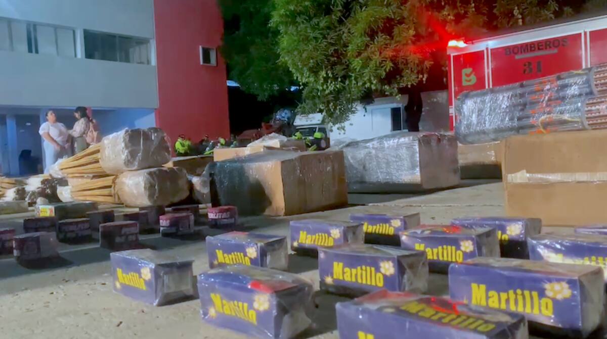 Las autoridades incautaron más de 500 kilos de pólvora pirotécnica en dos operativos en Barranquilla.//Cortesía Policía Mebar.