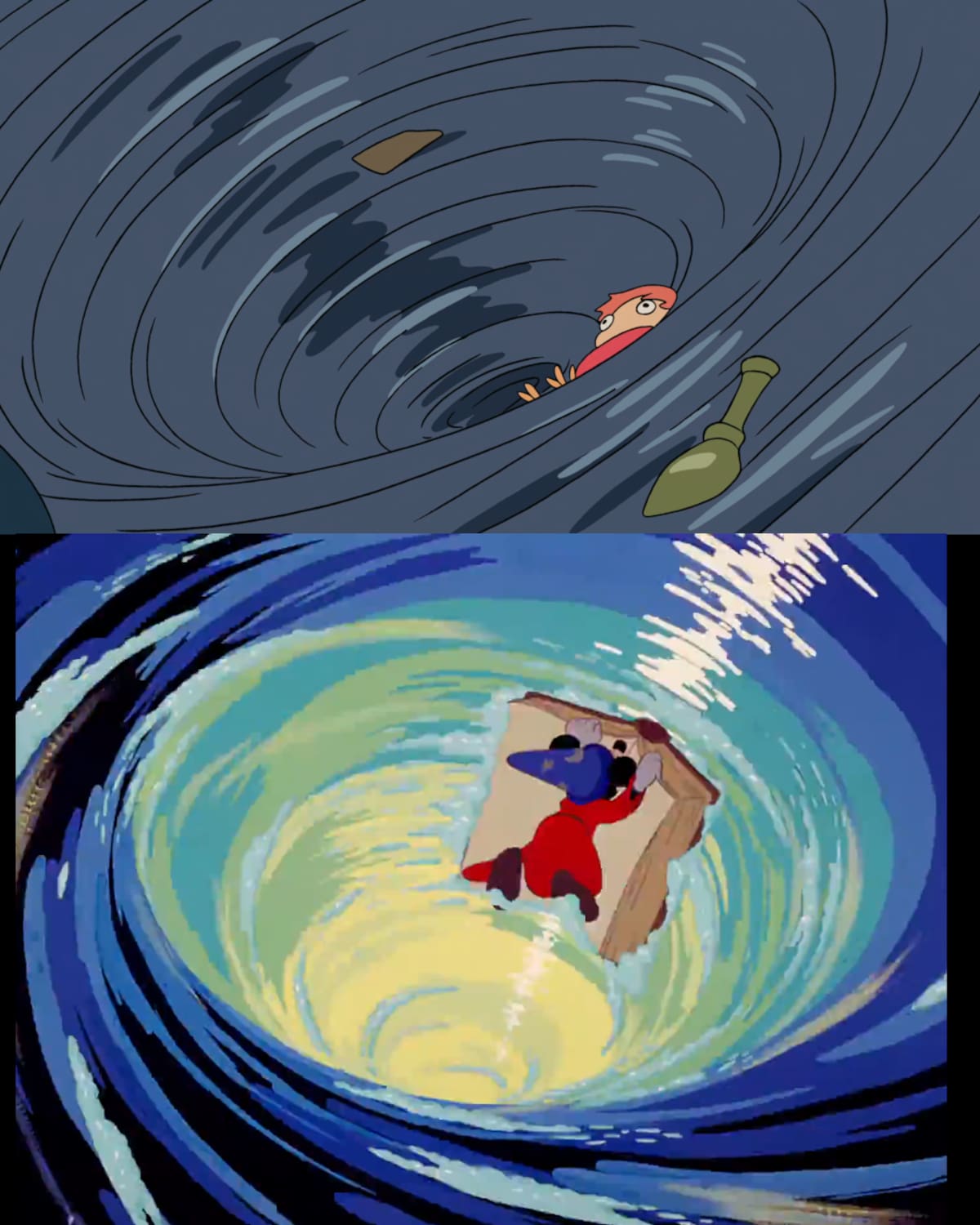 Ponyo contiene alusiones a películas como Fantasía, de Walt Disney Animation Studios.