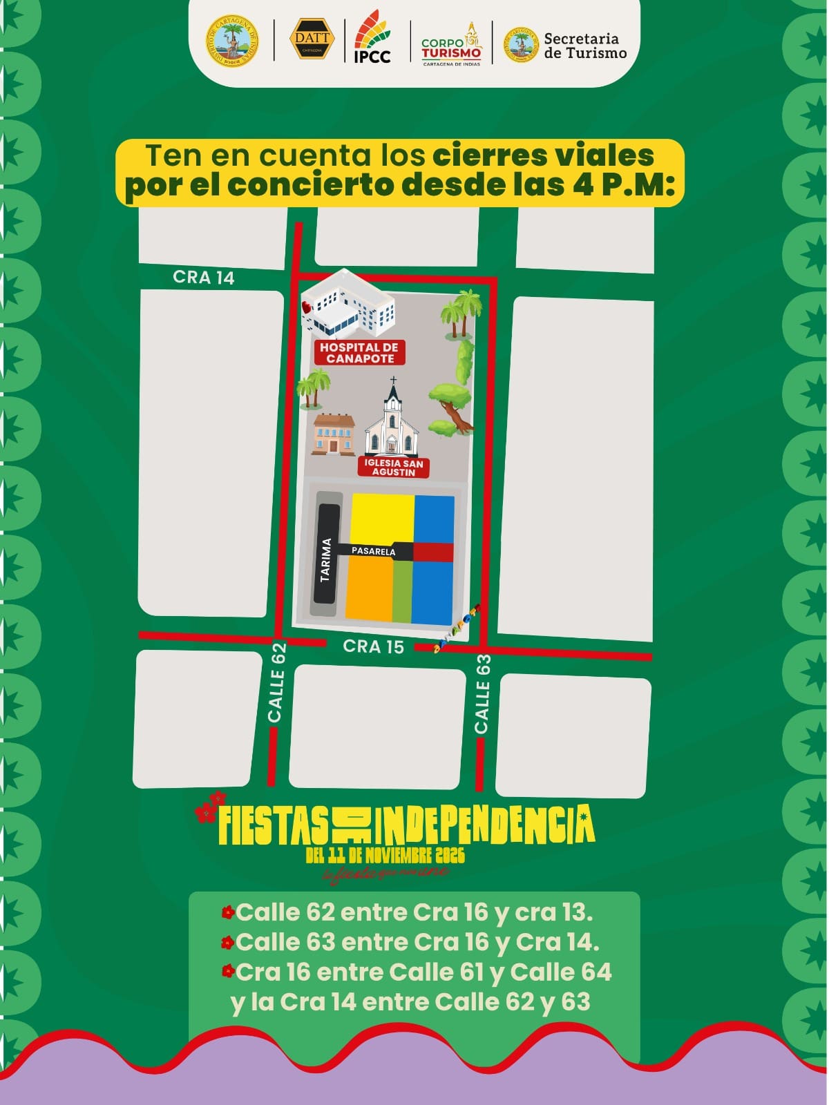 Cierres viales por el preludio de Canapote. // Foto: Cortesía - Alcaldía de Cartagena.