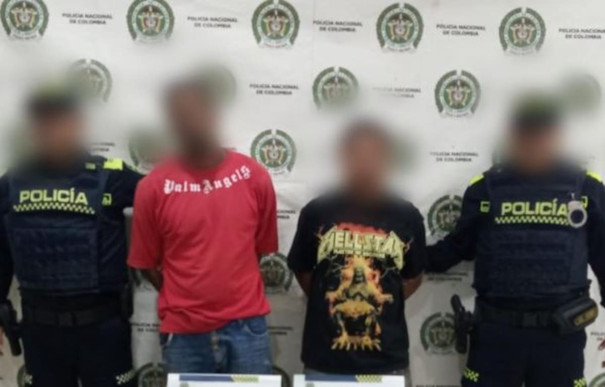 Presuntos sicarios capturados por la Policía de Bolívar.