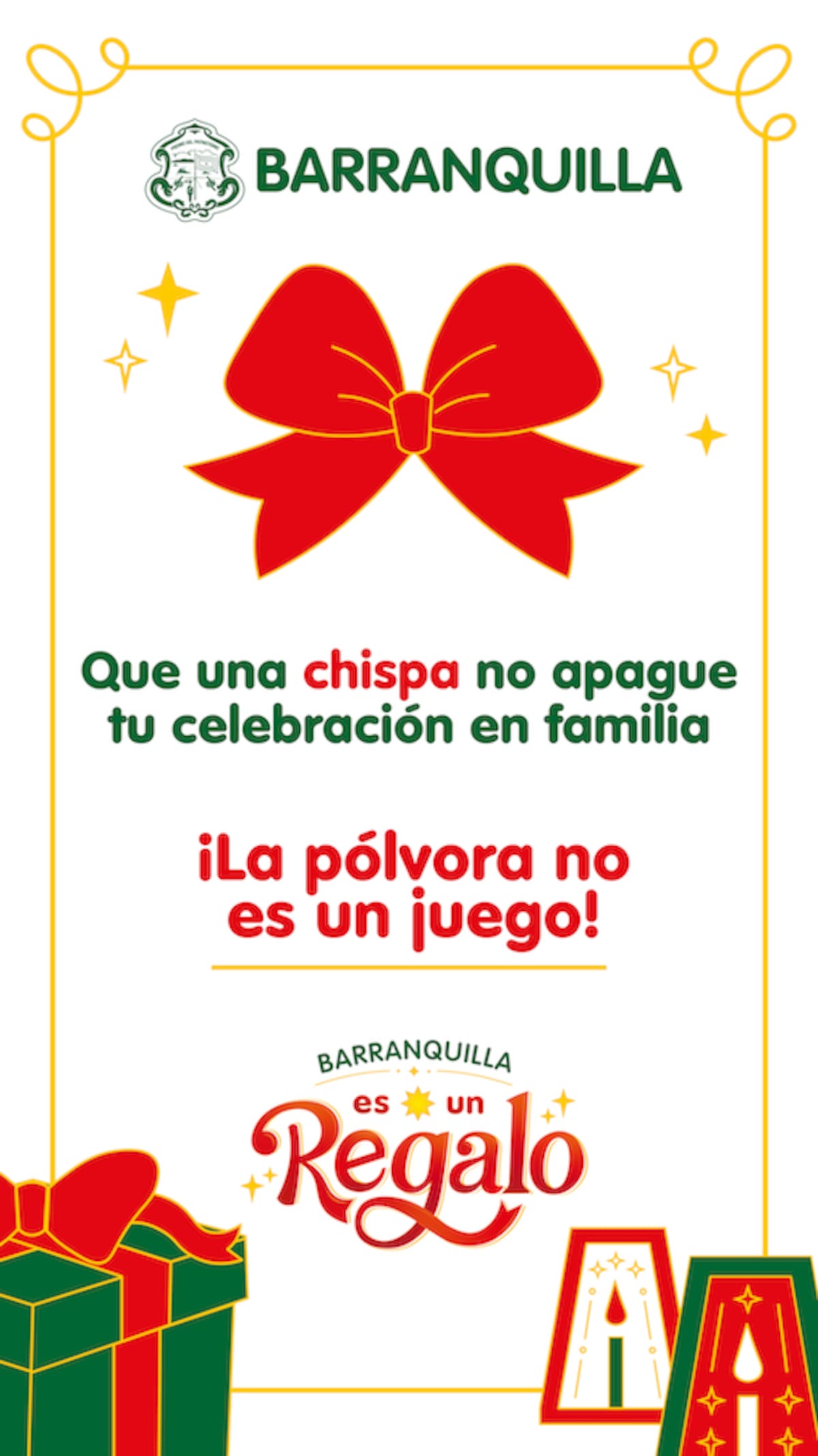 El Distrito de Barranquilla incentiva con la campaña para que la ciudadanía no manipule pólvora la Noche de Velitas.//Cortesía Alcaldia de Barranquilla.