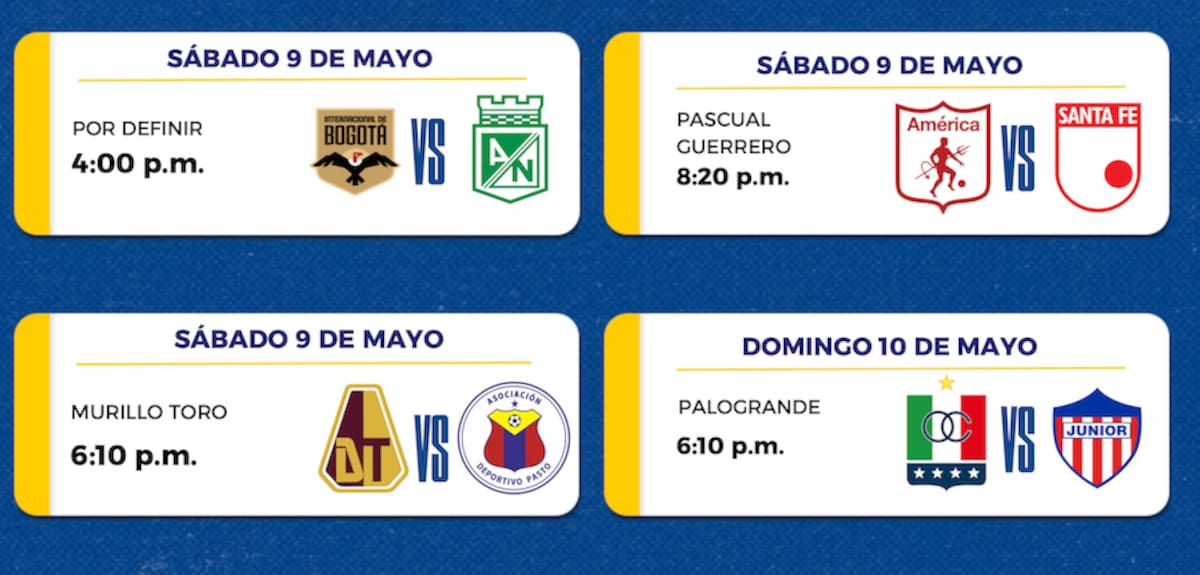 Estos son los partidos de ida de los Cuartos de Final del Torneo Apertura de la Liga BetPlay.//Cortesía Dimayor.