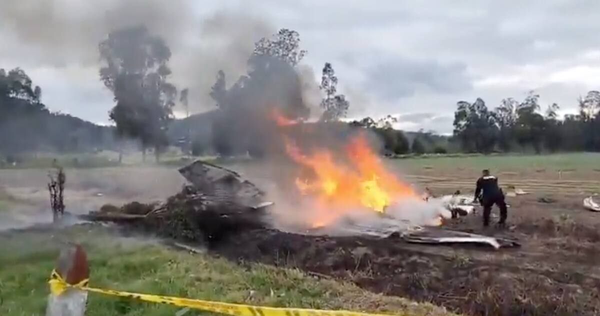 Primeras imágenes del lugar donde cayó la avioneta en la que viajaba Yeison Jiménez, en Boyacá. //Foto: defensa nacional.