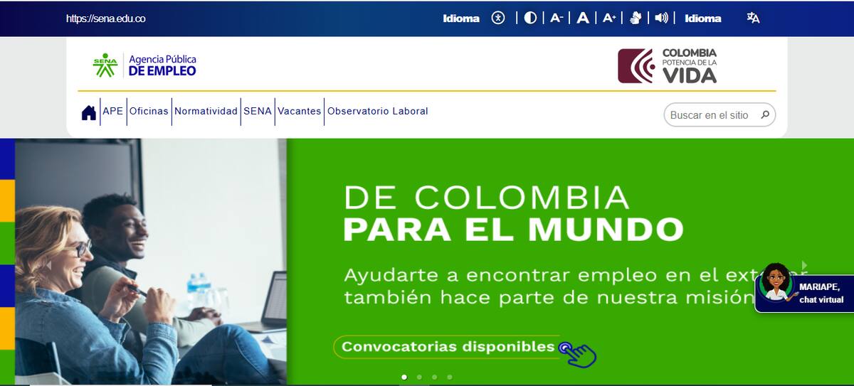 Proceso de inscripción en la Agencia Pública de Empleo del SENA, facilitando la búsqueda de empleo en diversas regiones del país.