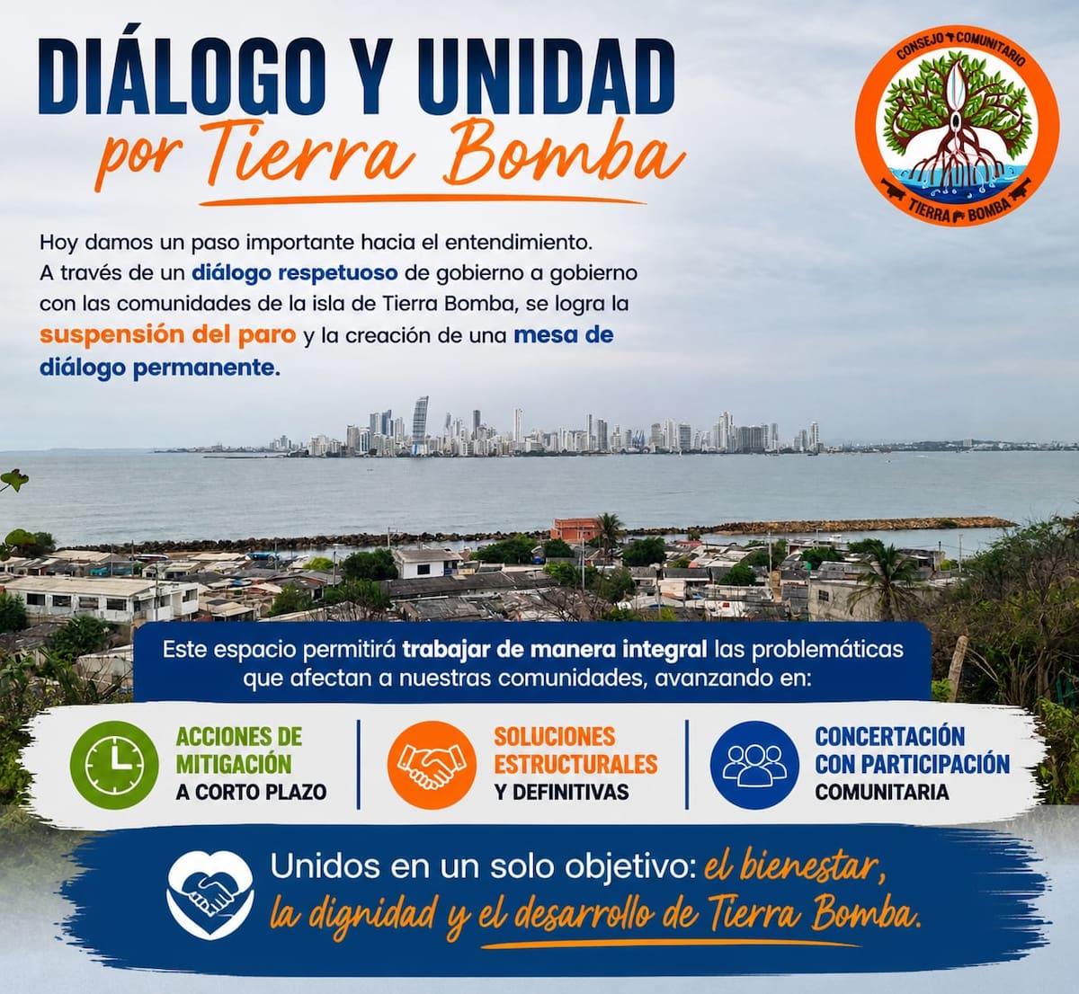 Protesta de comunidades de Tierrabomba quedó suspendida. // Foto: Cortesía - Consejo Comunitario de Tierrabomba.