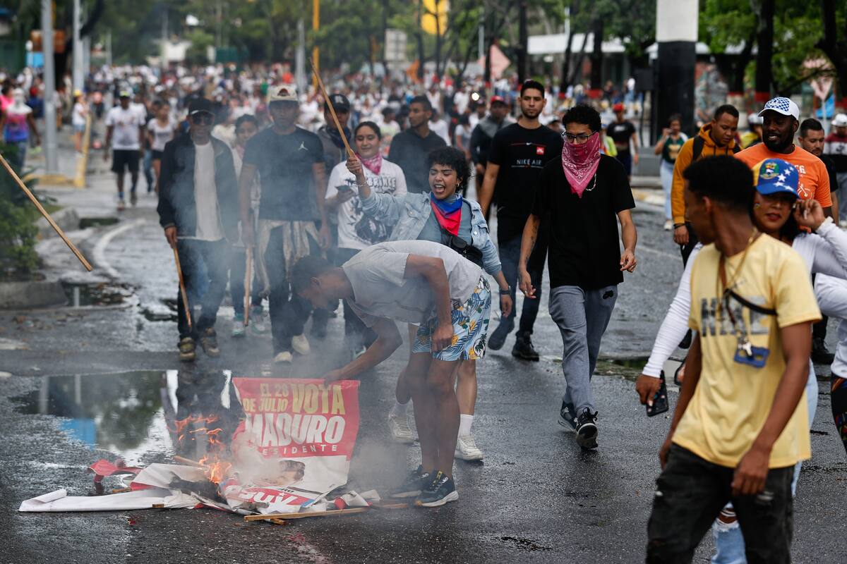 Protestas en Caracas contra los resultados de las presidenciales. // EFE.