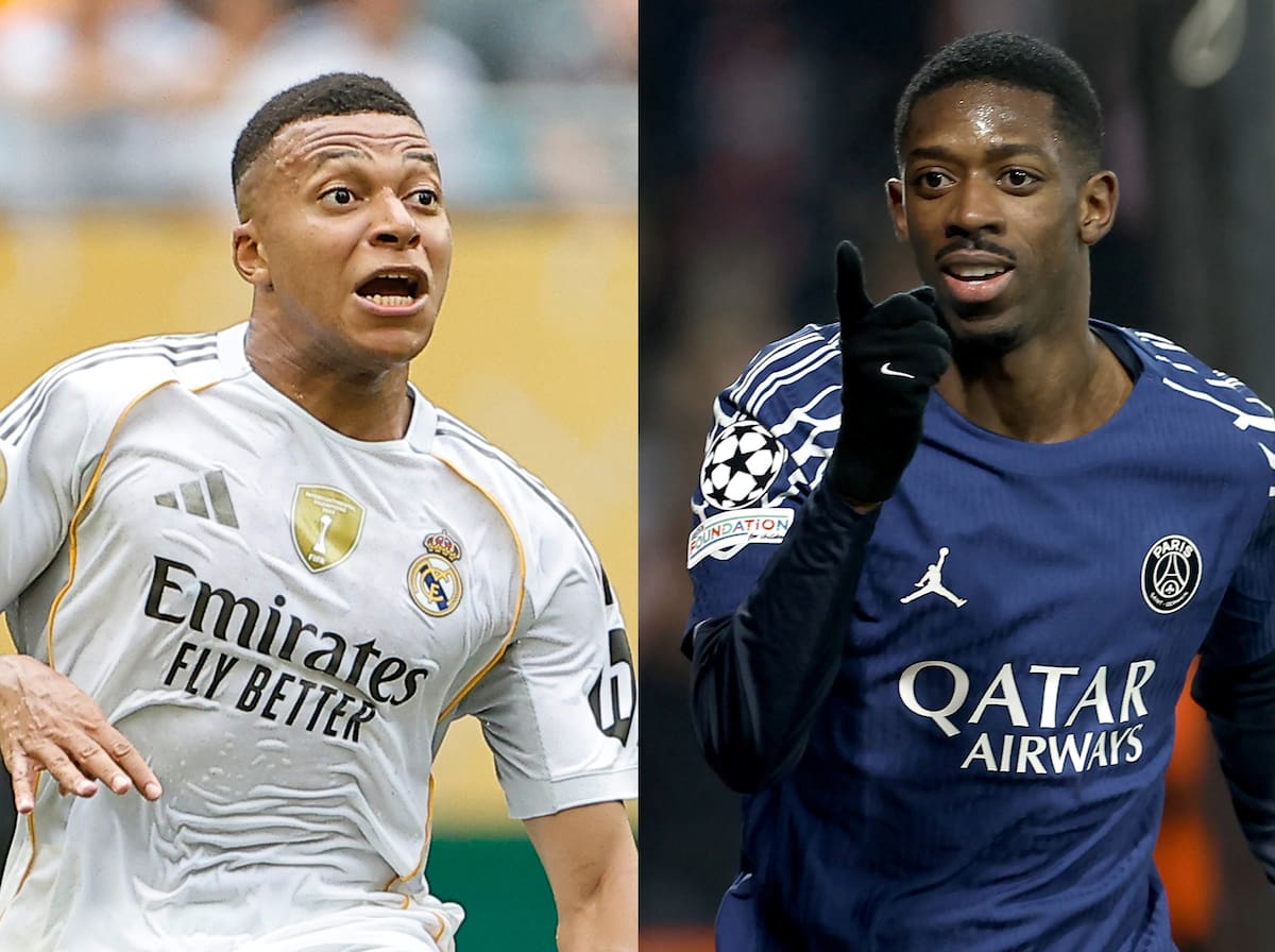 Combo de fotografías de archivo de los jugadores Kylian Mbappé (i) de Real Madrid y Ousmane Dembélé de Paris Saint-Germain. //Fotos, EFE: Juan Ignacio Roncoroni - Yoan Valat