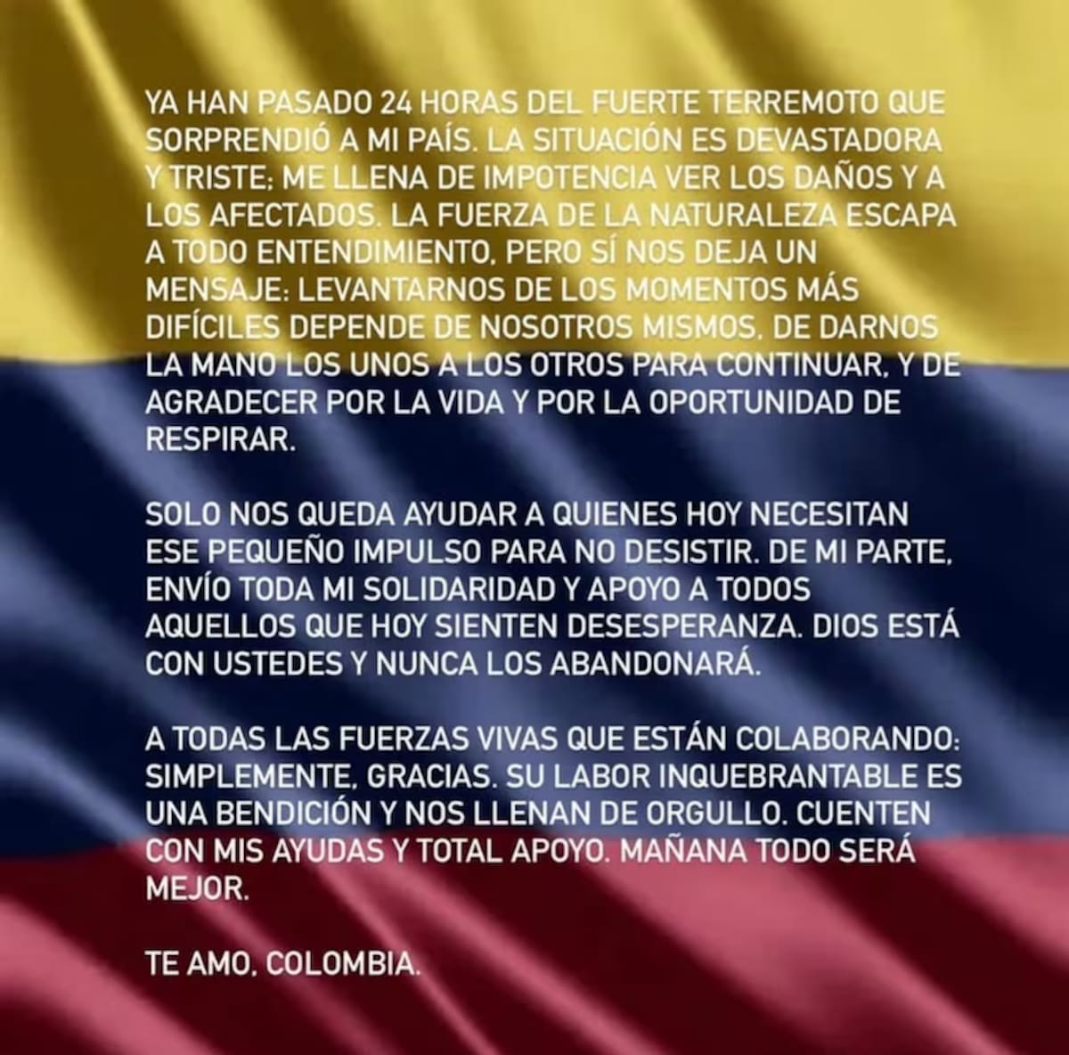 Historia de James Rodríguez tras el terremoto que sacudió al país este lunes. //Captura de pantalla: Instagram James Rodríguez