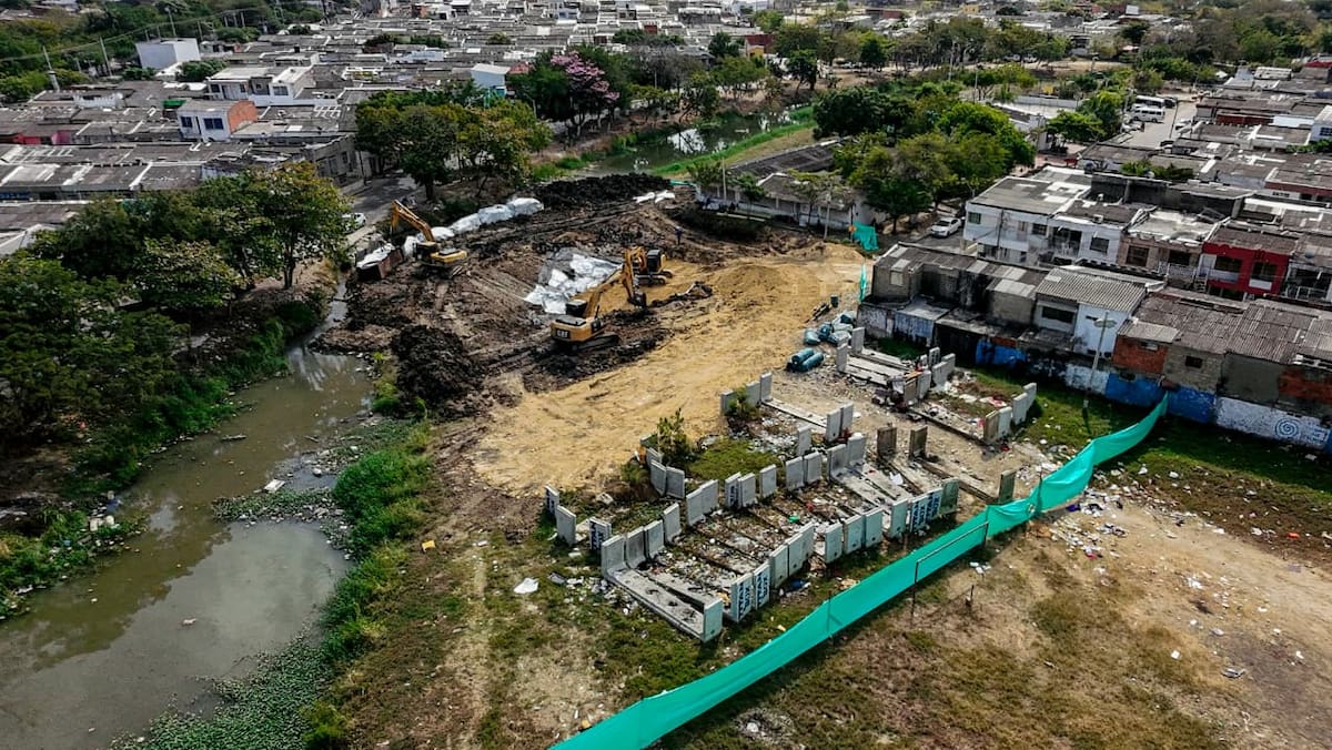 Tras meses de pausa, se reanudan obras en el puente sobre el canal Matute. // Foto: cortesía - Alcaldía de Cartagena.