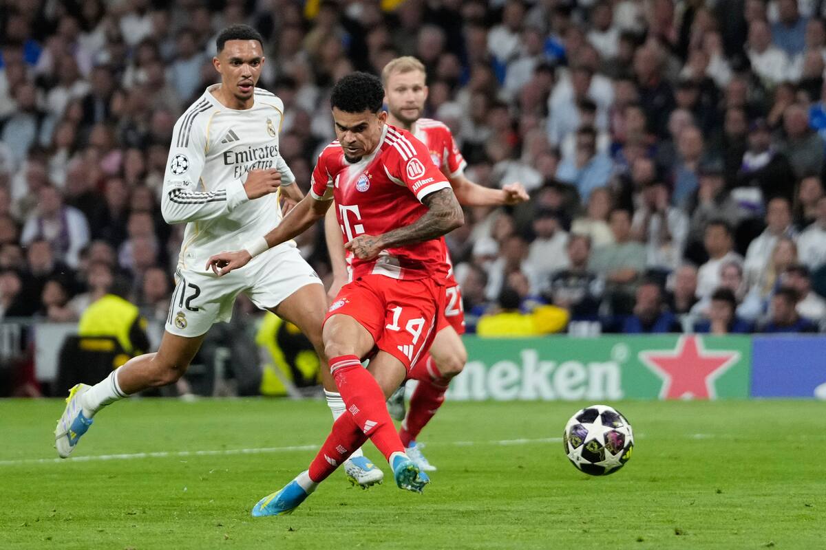 Luis Díaz marcó el gol que puso en ventaja parcial a Bayern Múnich ante Real Madrid en los cuartos de Champions League. //Foto, AP: Bernat Armangue
