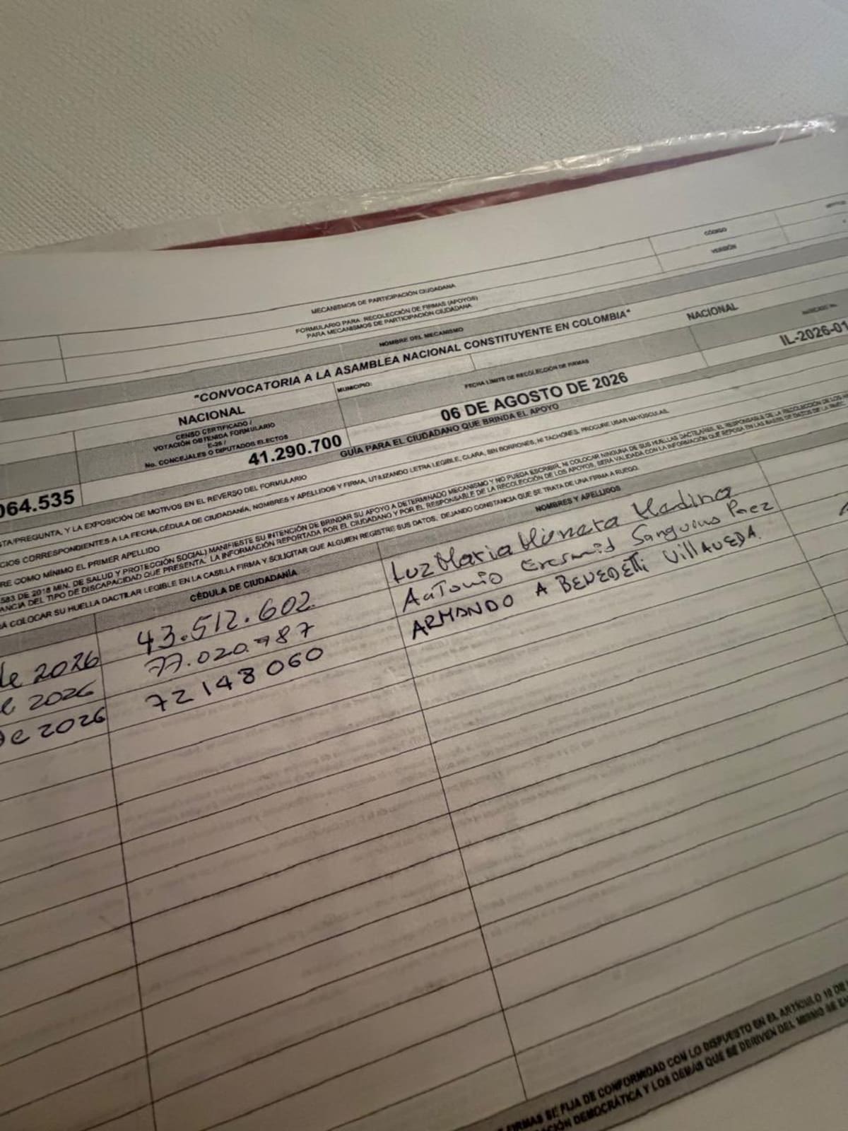 Recolección de firmas para Asamblea Nacional Constituyente. // Foto: tomada de X @AABenedetti.