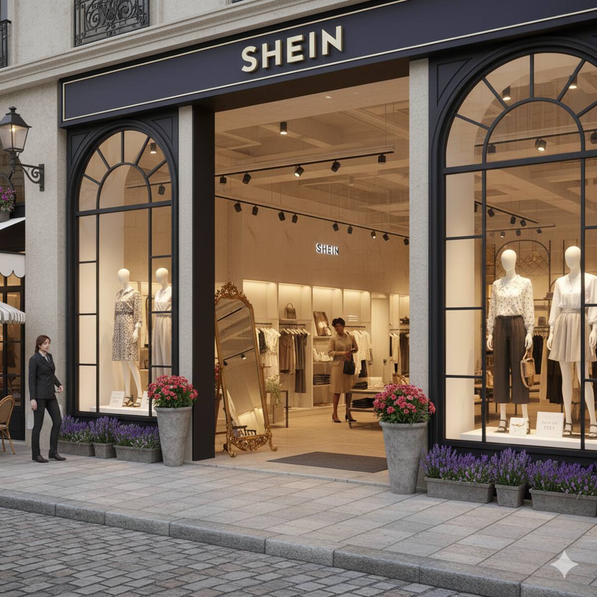 Recreación con Inteligencia Artificial de cómo se verían las tiendas de Shein en Europa // Gemini.