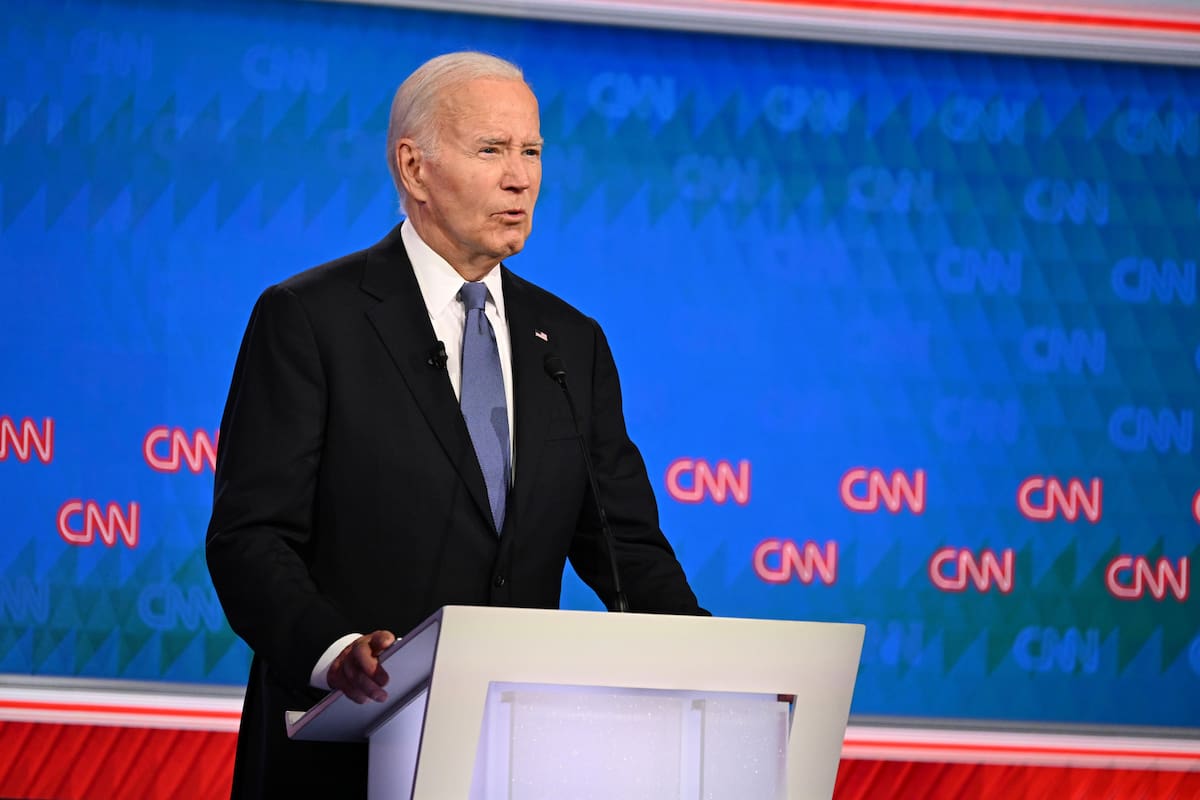 El presidente estadounidense, Joe Biden, participa en el primer debate electoral presidencial de 2024 con el expresidente estadounidense Donald Trump en CNN. //EFE