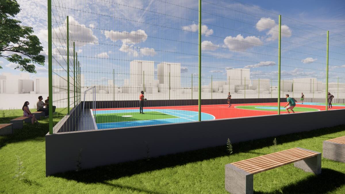 Render de la cancha de El Socorro. // Cortesía.