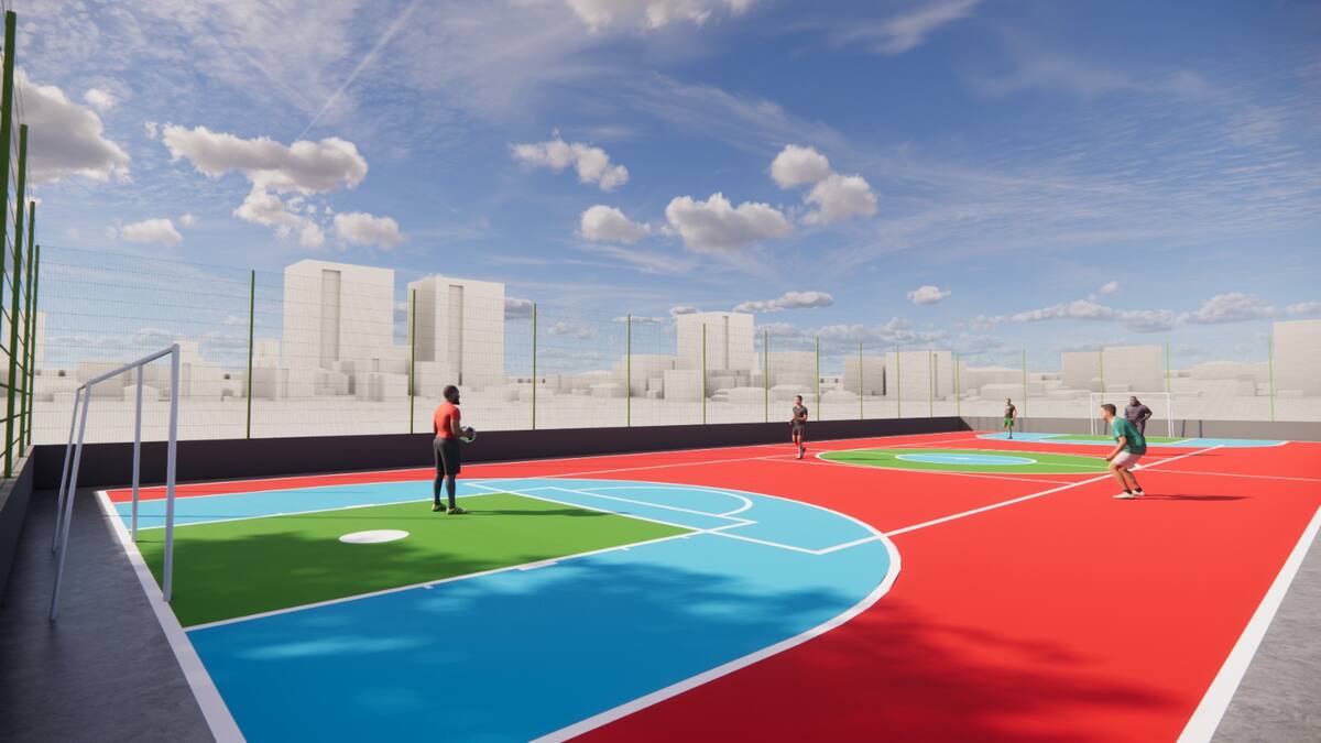 Render de la cancha de El Socorro. // Cortesía.