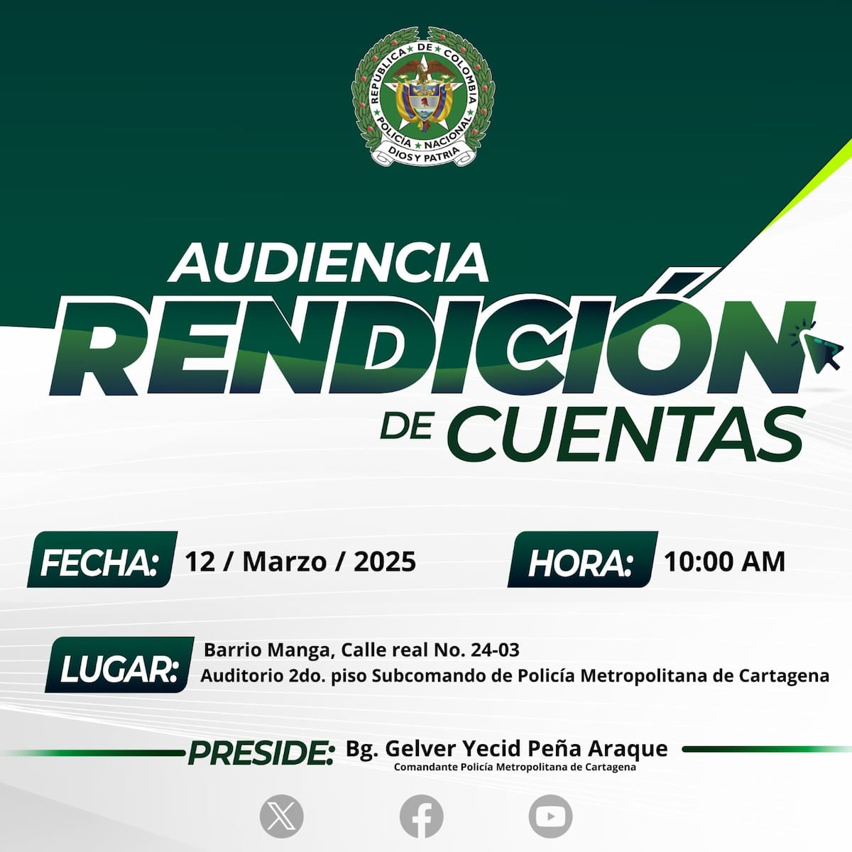 El evento se llevará a cabo el próximo 12 de marzo a las 10:00 de la mañana, en el auditorio del subcomando de la Policía Metropolitana de Cartagena.